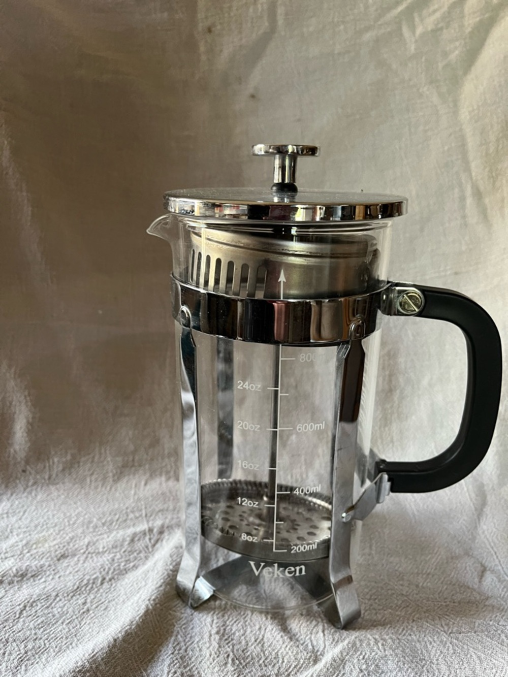 Stainless Steel & Glass French Press Coffee Maker - Silver and Black